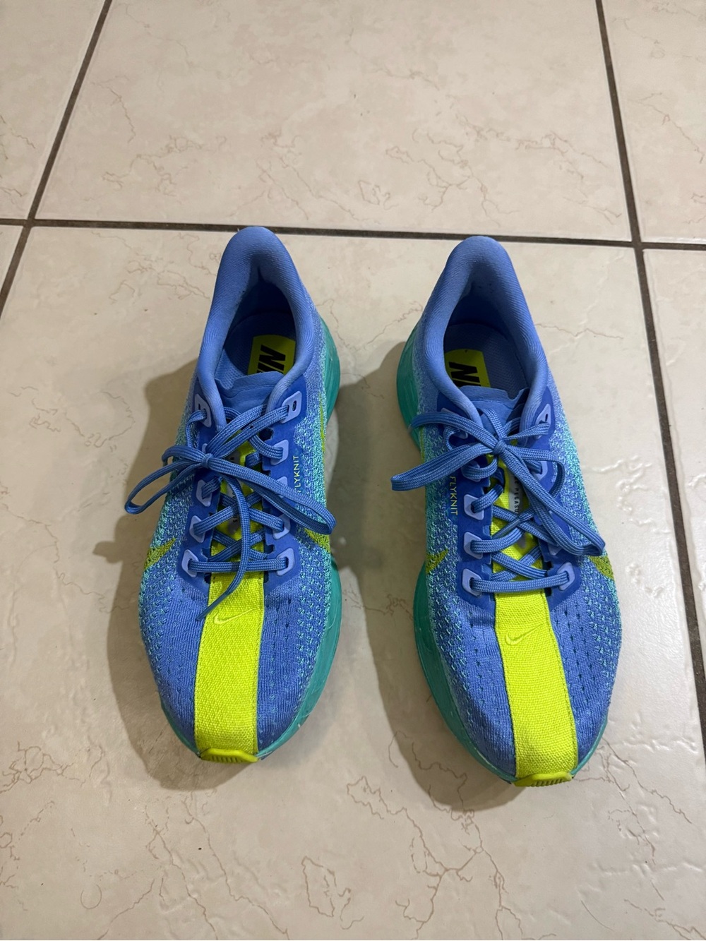 Nike Pegasus Plus Flyknit Blue Neon Running Shoes size 8.5
